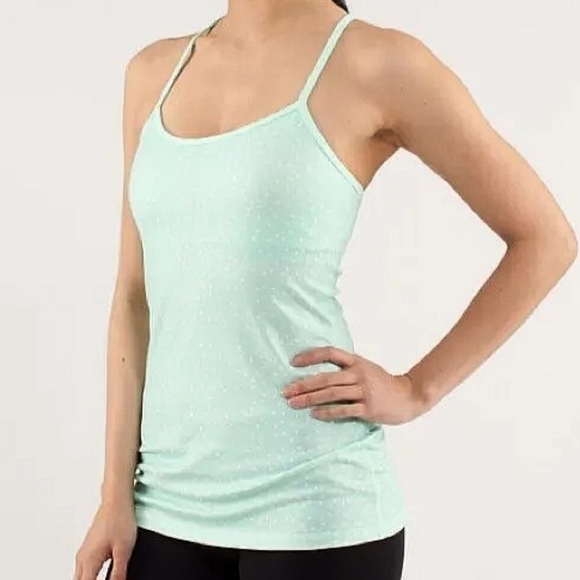LULULEMON Mint / White Polka Dot Power Y Tank Top shirt - Picture 2 of 8